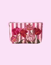 Elizabeth Scarlett Tulip Stripe Pouch, , large