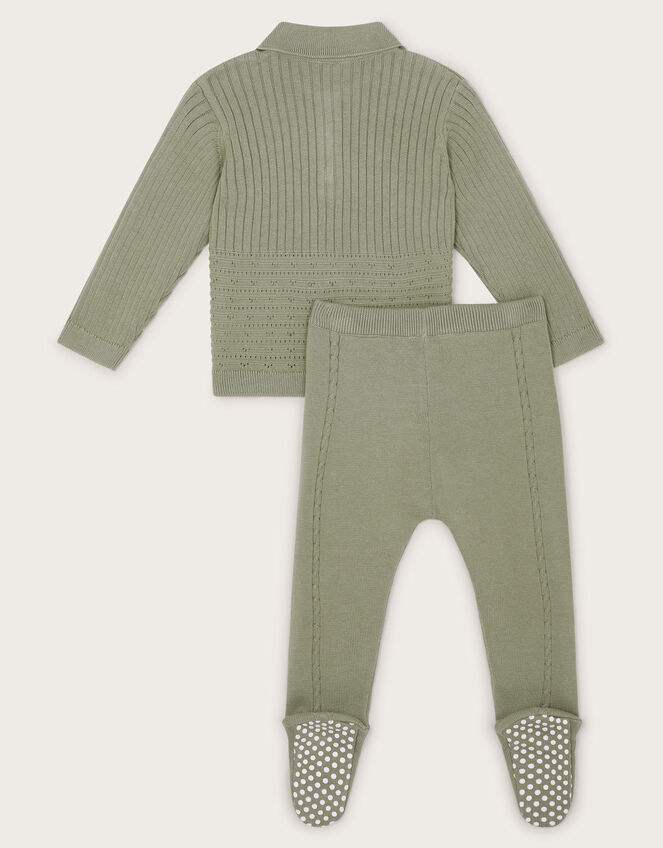 Newborn Knitted Top and Leggings Set, Green (GREEN), large
