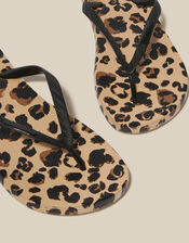 Leopard Print Flip Flops, Natural (NEUTRAL), large