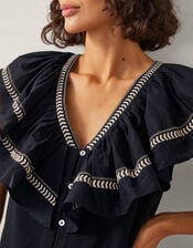 Fenn Statement Ruffle Top, Black (BLACK), large