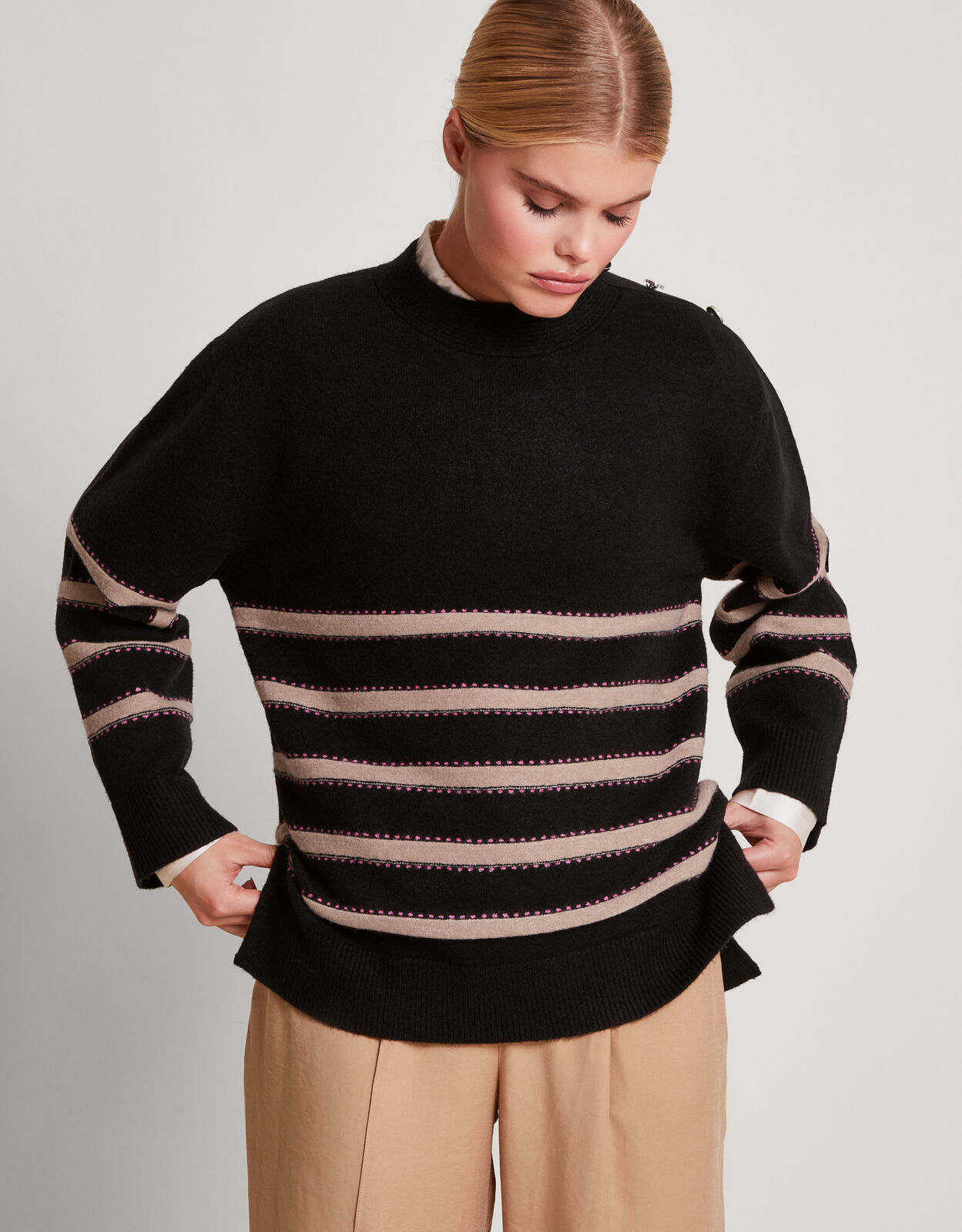 Sable Stripe Jumper Black Knitwear Monsoon Global