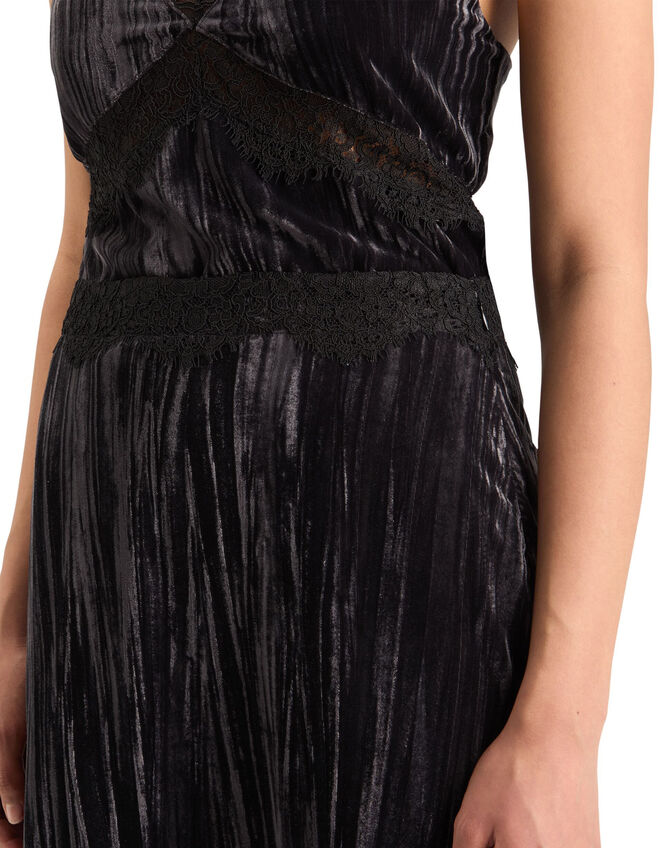 Scotch and Soda Velvet Midi Skirt, Black (BLACK), large