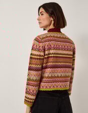 Fiona Fair Isle Cardigan, Pink (PINK), large