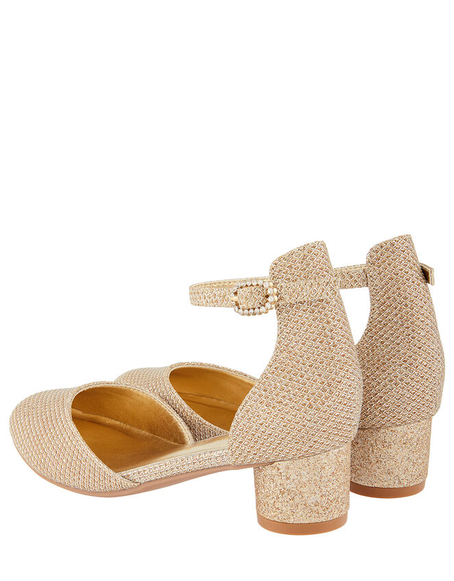 Shimmer Two-Part Heeled Shoes, Gold (GOLD), large