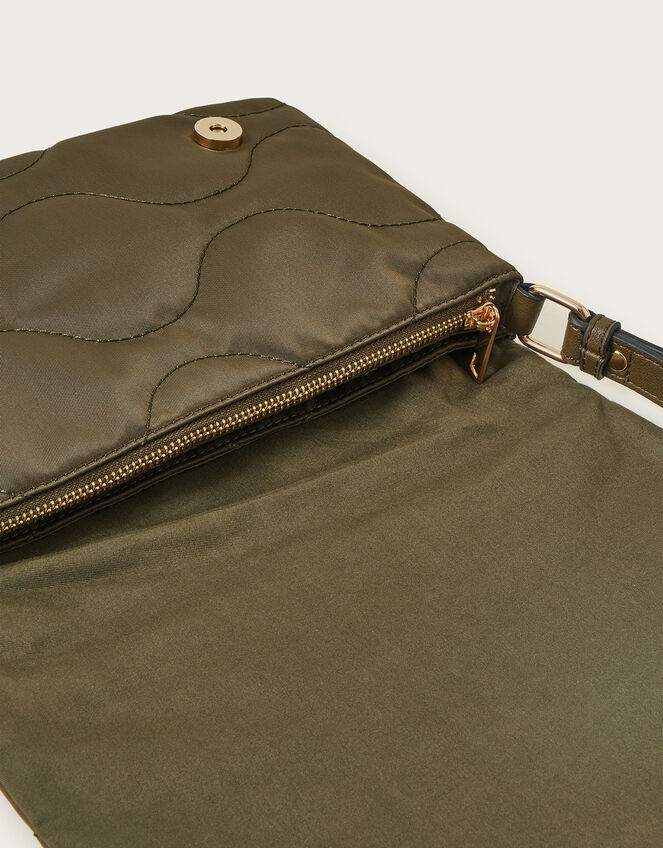 Quilted Nylon Cross-Body Bag, Green (KHAKI), large