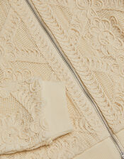 Crochet Bomber Jacket, Cream (CREAM), large