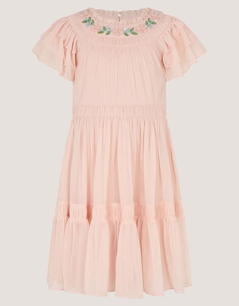 Carmen Embellished Collar Tiered Dress, Pink (PINK), large