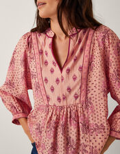 Sibyl Contrast Print Blouse, Orange (CORAL), large