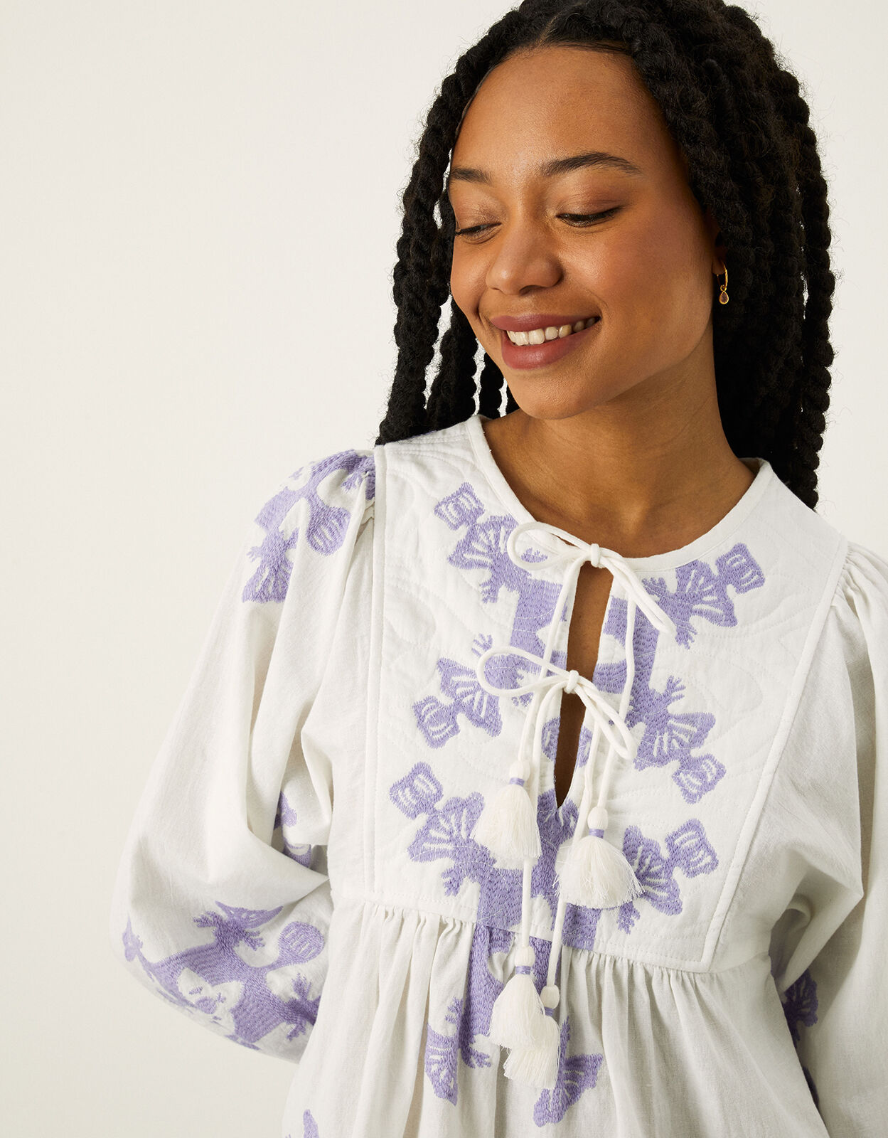 Embroidered smock 2025 dress white