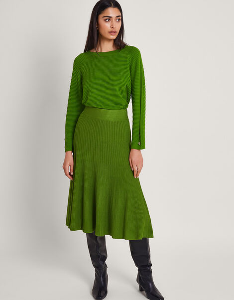 Ola Ottoman Rib Skirt, Green (GREEN), large