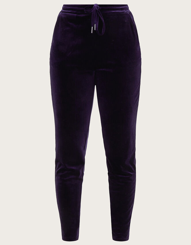 Velvet Tapered Trousers , Purple (PURPLE), large