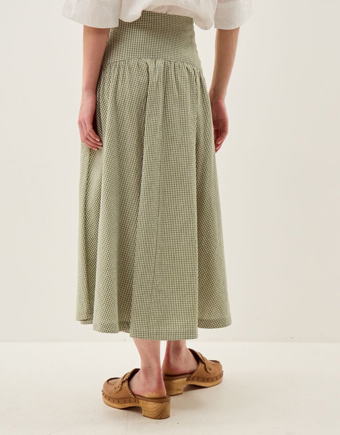Gaia Gingham Midi Skirt, Green (GREEN), large