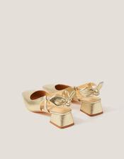 Lola Bow Slingback Heels, Gold (GOLD), large