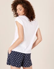 Lila Woven Front Tee in Organic Cotton , Ivory (IVORY), large