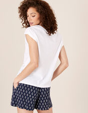 Lila Woven Front Tee in Organic Cotton , Ivory (IVORY), large