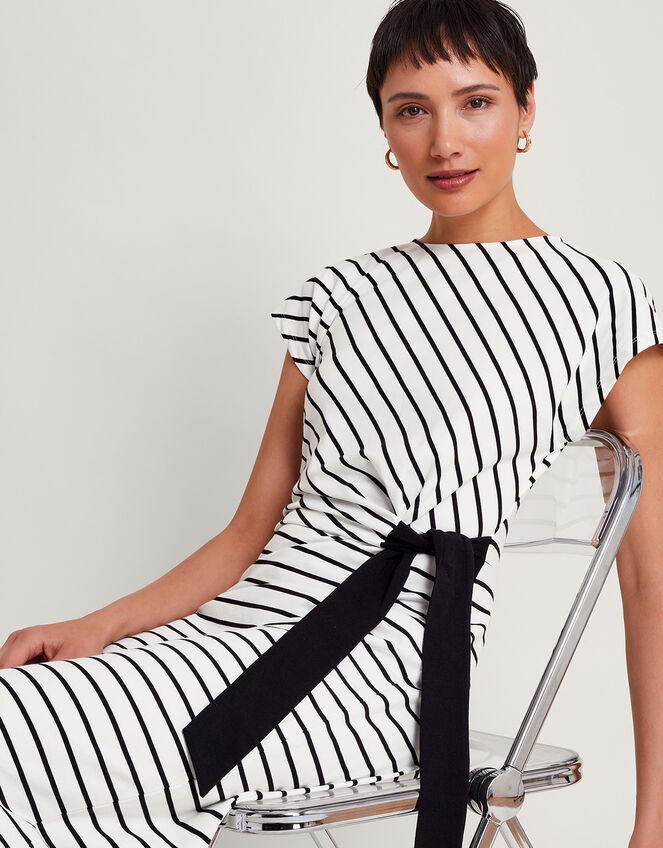 Sanya Stripe Tie Dress, Ivory (IVORY), large