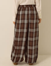 Maya Check Print Balloon Trousers, Brown (BROWN), large