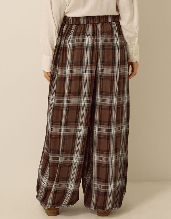 Maya Check Print Balloon Trousers, Brown (BROWN), large