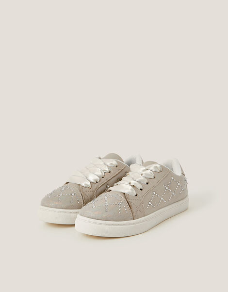 Iridescent Diamante Trainers, Gold (GOLD), large