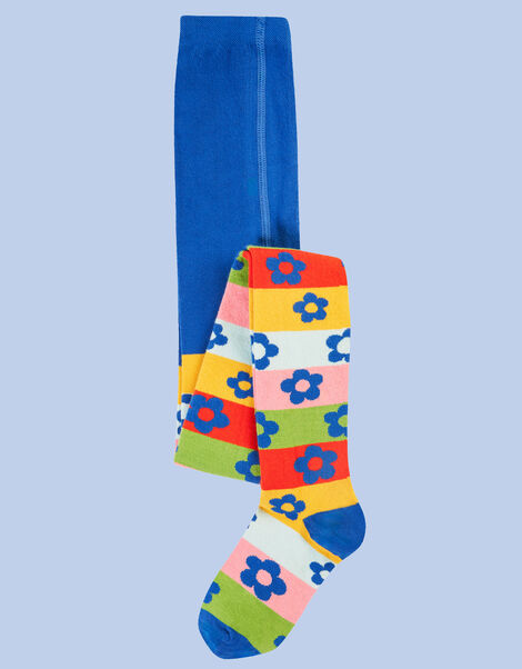 Frugi Norah Flower Stripe Tights, Multi (MULTI), large