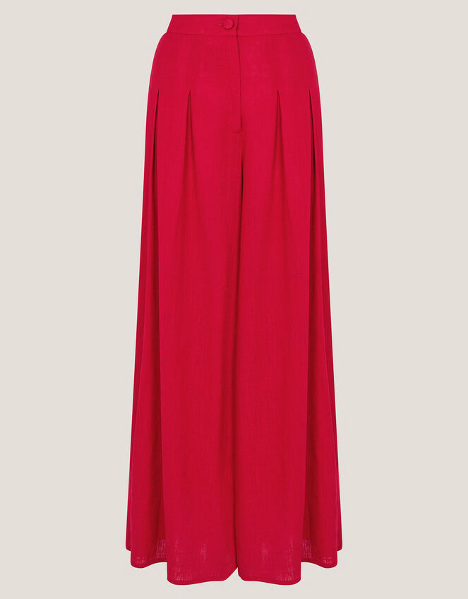 Diane Wide Leg Linen Blend Trousers, Red (RED), large