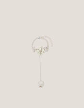 Diamante Flower Ring & Hand Chain, White (WHITE), large