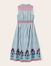East Rylea Placement Print Cotton Midi Dress, Blue (BLUE), large