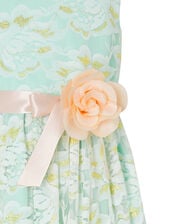 Josie Lace Hanky Hem Dress with Corsage, Green (MINT), large