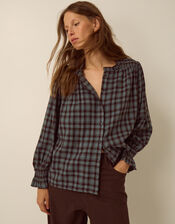 Ruby Check Blouse, Blue (BLUE), large