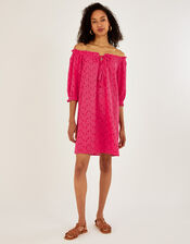 Schiffli Off-Shoulder Dress, Pink (PINK), large