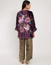 East Ariel Embroidered Velvet Jacket, Purple (PURPLE), large