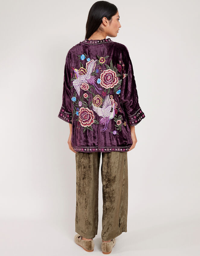 East Ariel Embroidered Velvet Jacket, Purple (PURPLE), large