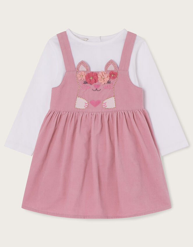 Baby Corduroy Cat Pinafore and Top Pink