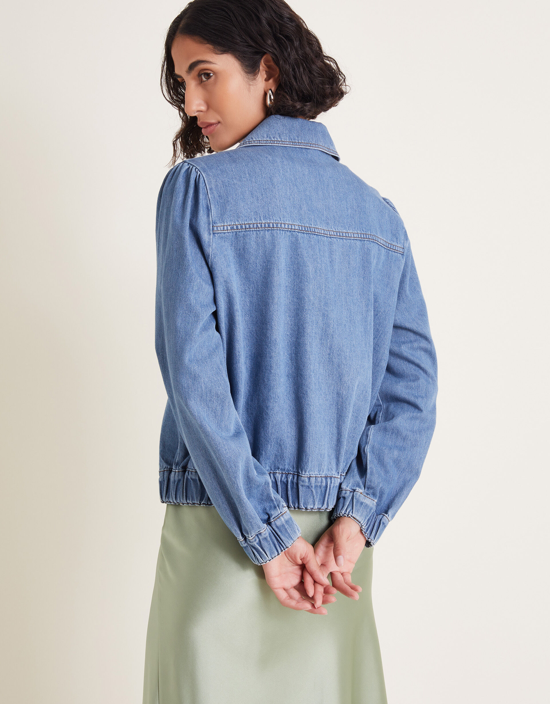 ONLY Onlniki Ls Bomber DNM Jacket Mae, blauw (medium blue denim), x_l