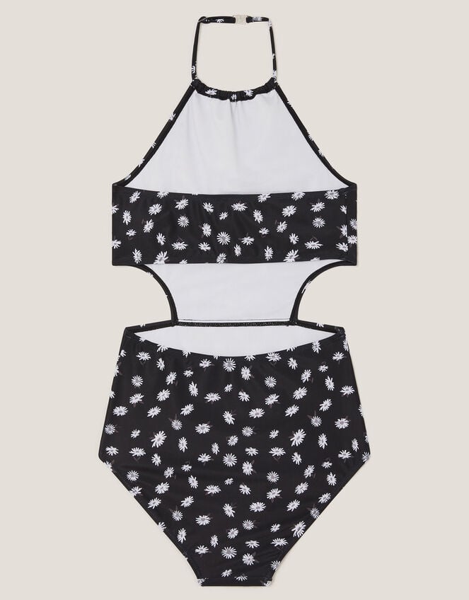Ditsy Print Cut-Out Swimsuit , Black (BLACK), large