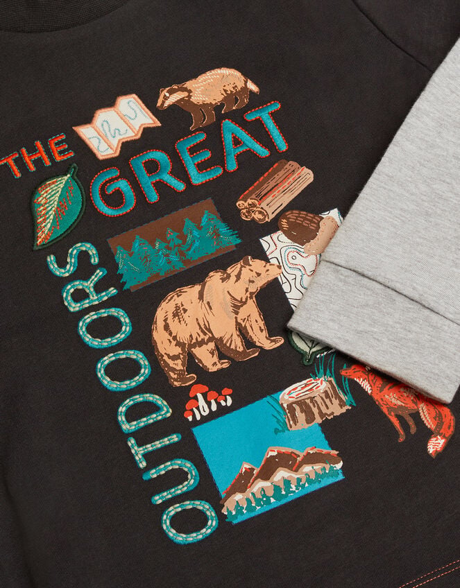 Outdoors Graphic Long Sleeve T-Shirt, Grey (GREY), large