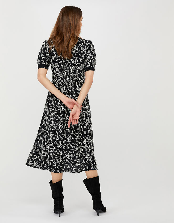 Jean Printed Dress in Sustainable Viscose, Black (BLACK), large