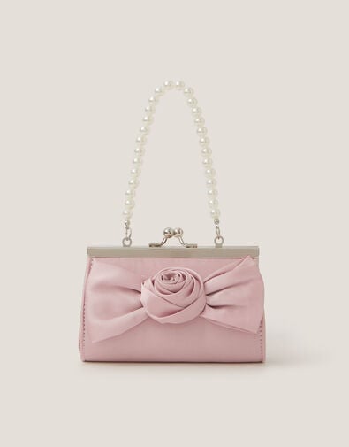 Satin Rose Bow Mini Bag, Pink (PALE PINK), large