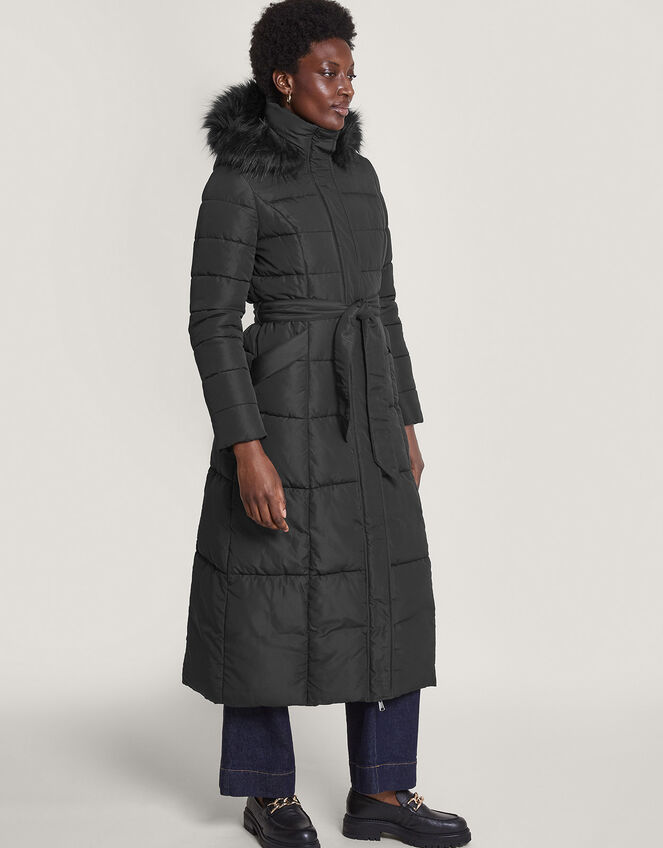 Morgan Hooded Padded Maxi Coat, Black (BLACK), large