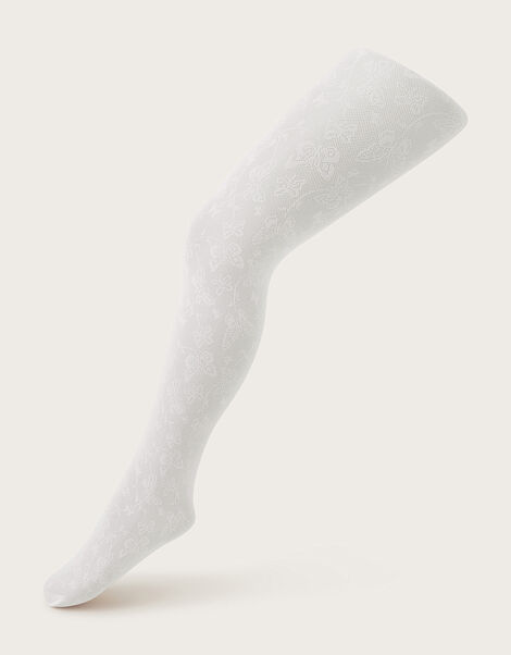 Butterfly Lace Tights, White (WHITE), large