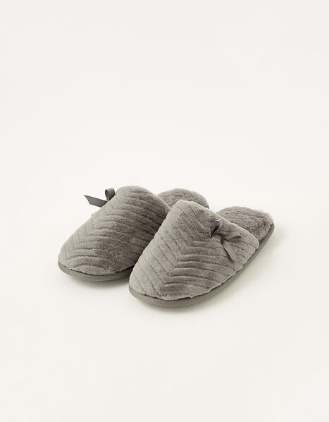Quilted Fluffy Slippers Grey, Grey (GREY), large