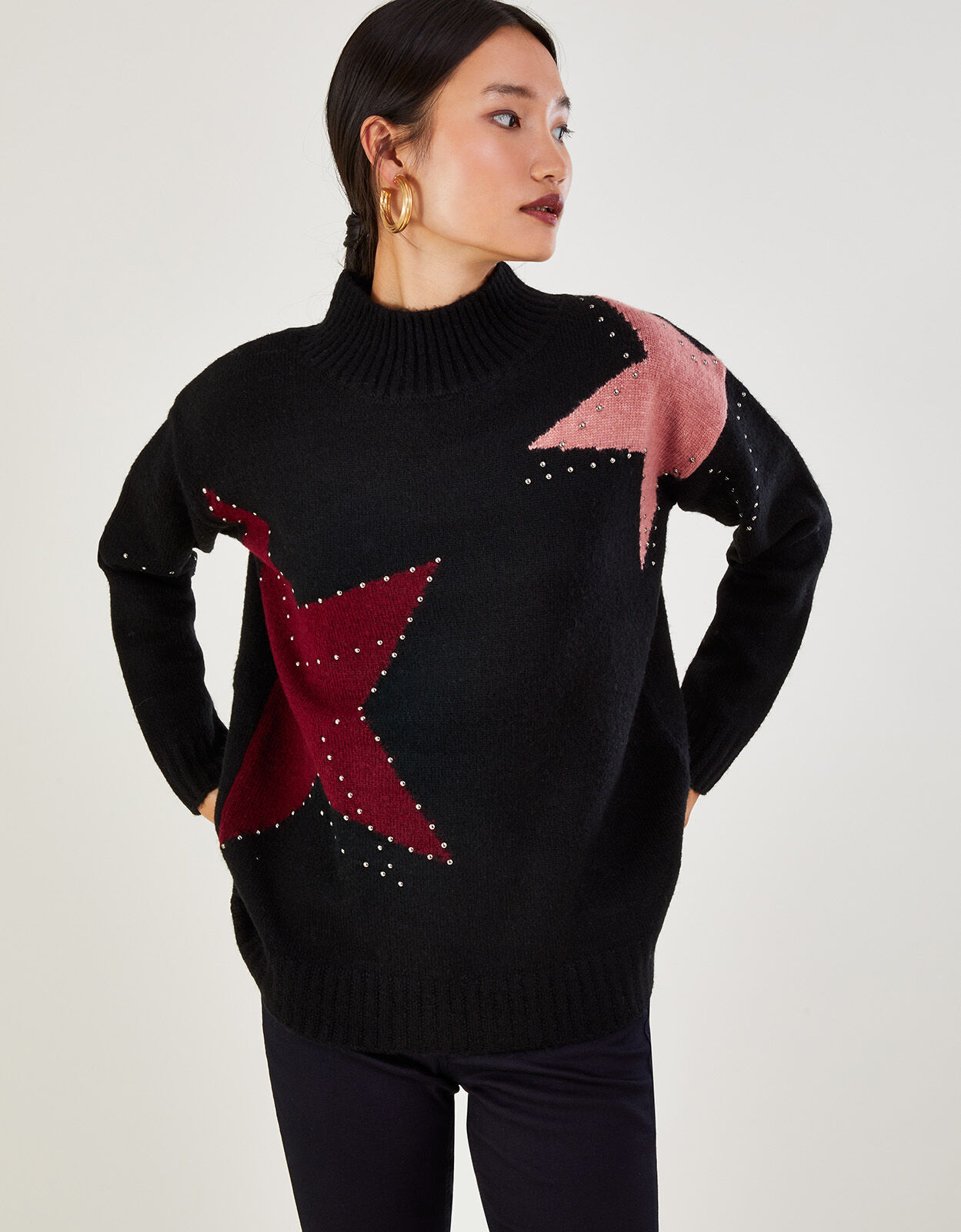 Star Jumper with Recycled Polyester Black Jumpers Monsoon Global