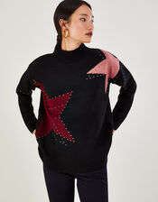 Star Jumper with Recycled Polyester, Black (BLACK), large