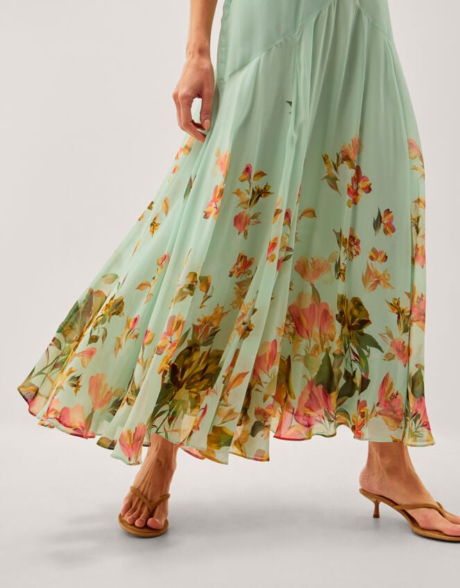Aimee Floral Print Ruffle Maxi Dress, Green (SAGE), large