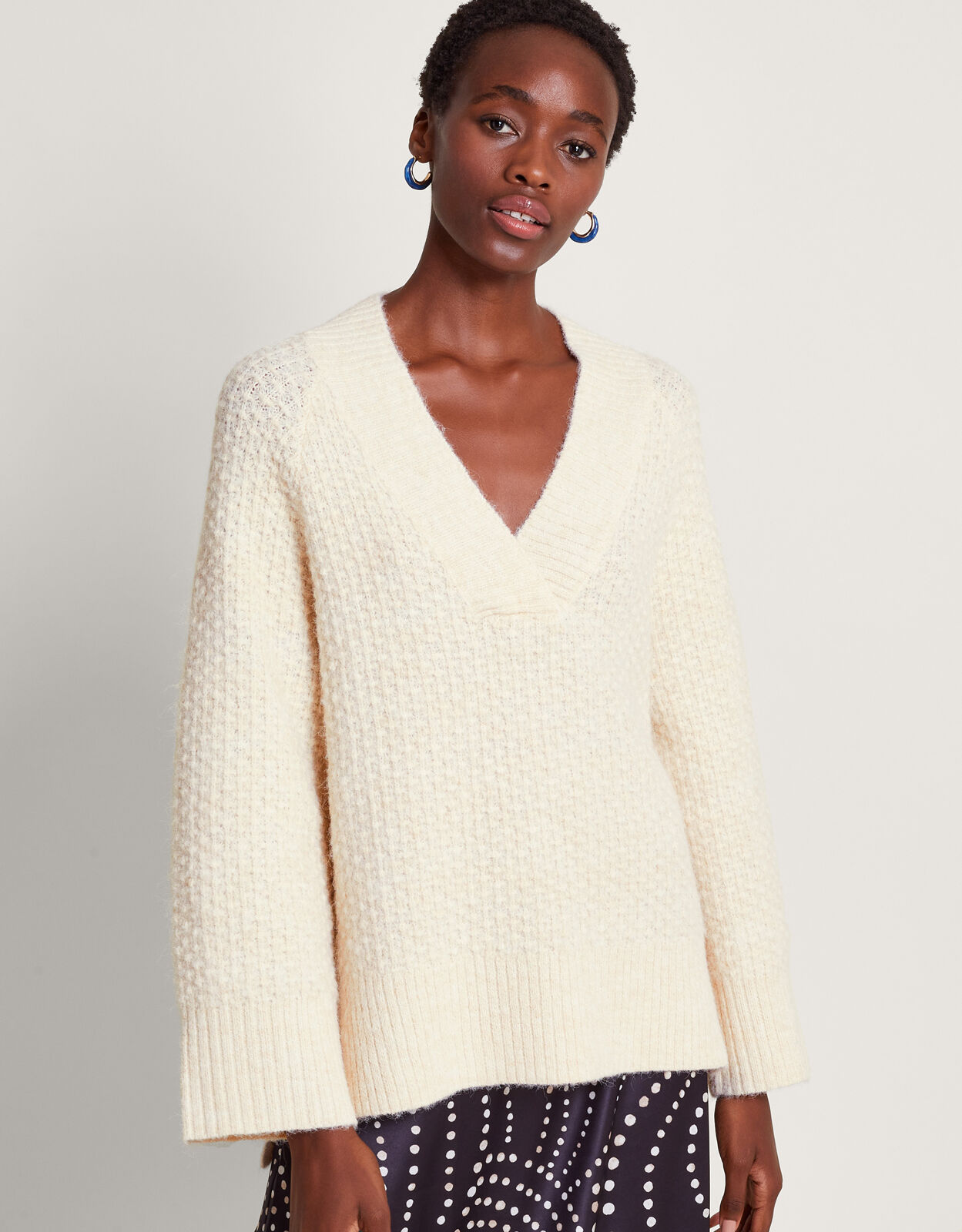 Ivory v sales neck sweater
