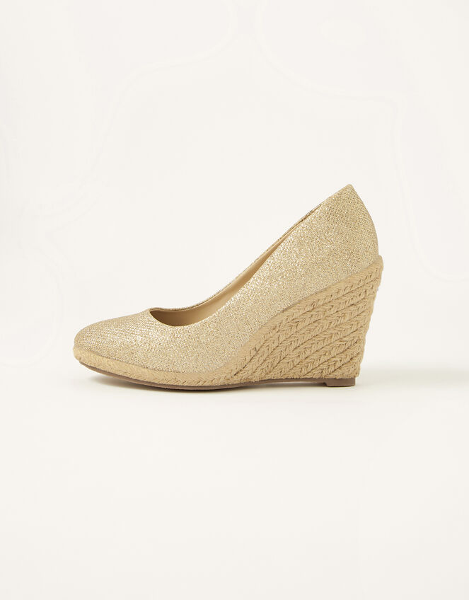 Ella Metallic Espadrille Wedges, Gold (GOLD), large