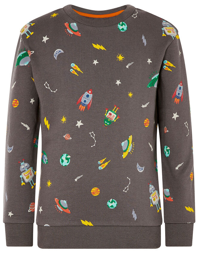Space Rocket Sweatshirt, Grey (CHARCOAL), large