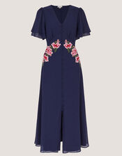 Coraline Floral Embroidered Midi Dress, Blue (NAVY), large