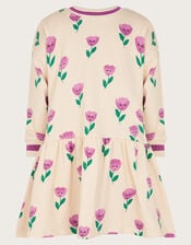 Tulip Print Sweatshirt Dress, Pink (PINK), large