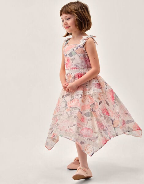 Kelis Floral Lace Hanky Hem Dress, Pink (PINK), large